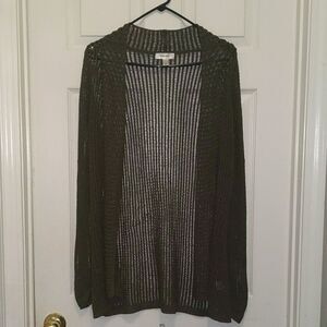 Dress Barn olive green crochet cardigan Sz S